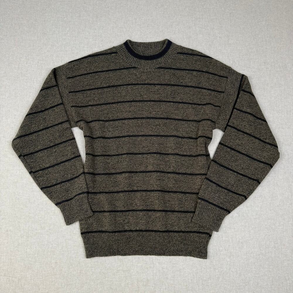 Le Tigre Brown Black Striped Crewneck Sweater USA Made Men’s M